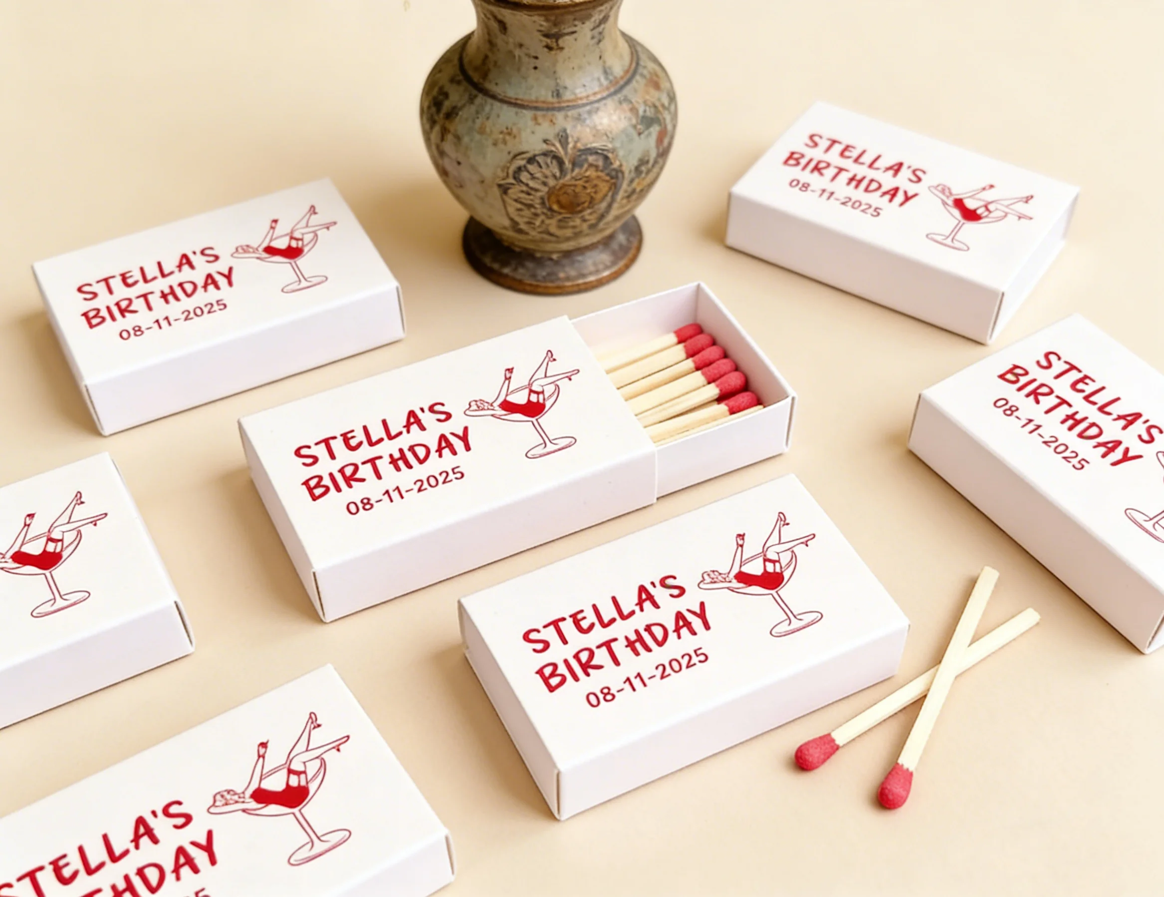 

Personalized 30th Birthday Matchbooks Martini Theme Custom Dirty Thirty Matchboxes for Girls Birthday Party Favors