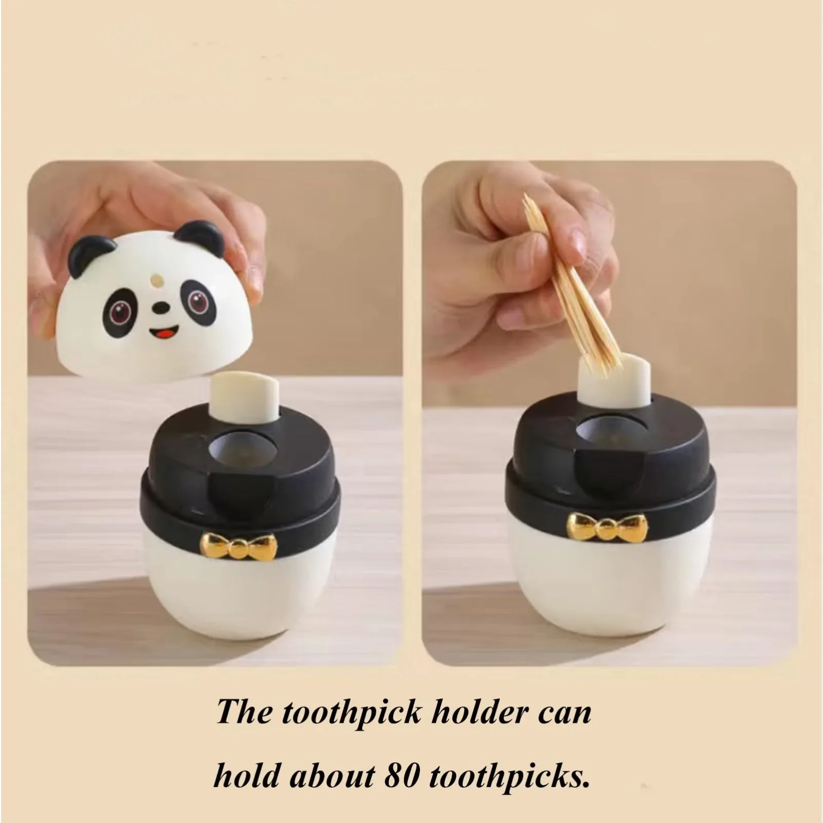 Automatic Panda Toothpick Dispenser for Kitchen Restaurant Hotel,Creative Environmental Practical Plastic Storage Holder.