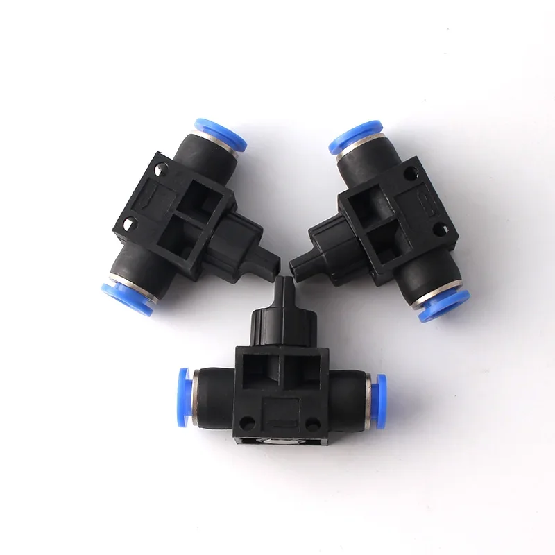 Air Pneumatic Hand Valve 2 Way Quick Fittings Push Connector Tube Hose Plastic 4mm 6mm 8mm-12mm Flow Limiting Speed Control