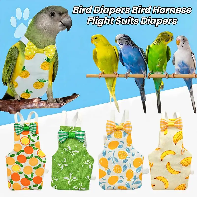 /KQM/New Cute Colorful Parrot  Bowtie Washable Parrot Flight Suit Breathable Keep Birds Clean Pet Bird Clothes Daily Clothing - view 2
