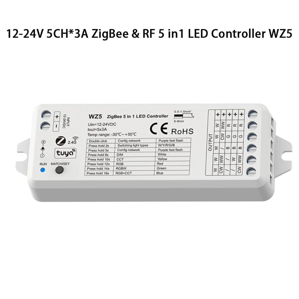 Tuya Zigbee LED Controller DC12V 24V Dimmer RGB RGBW RGBCCT Led Strip Light 2.4G RF Wireless Touch Remote Controller for Alexa