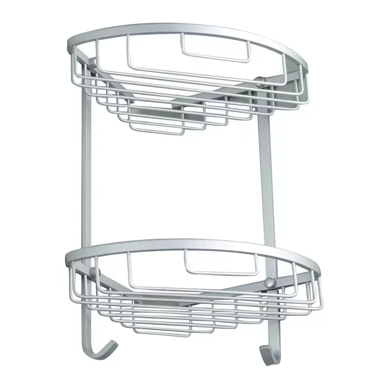 Bathroom Shelves Aluminum 2 Tiers Corner Shelf Shower Caddy Storage Shampoo Basket Wall Kitchen Corner Sticky Holder 811115