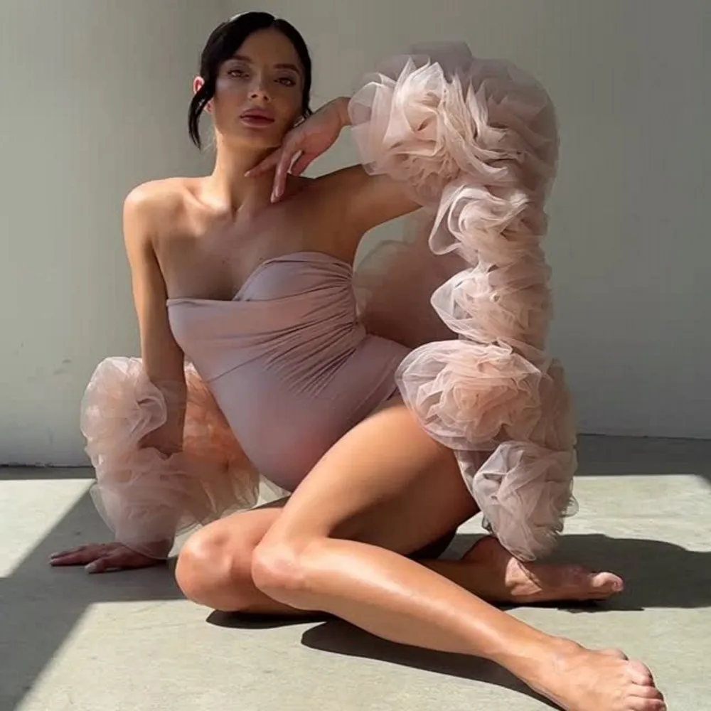 

Pretty Bloom Pregnancy Bicep Cape Handmade Flower Women Jackets Outerwear Costumes For Stage Show All ColorAvailable