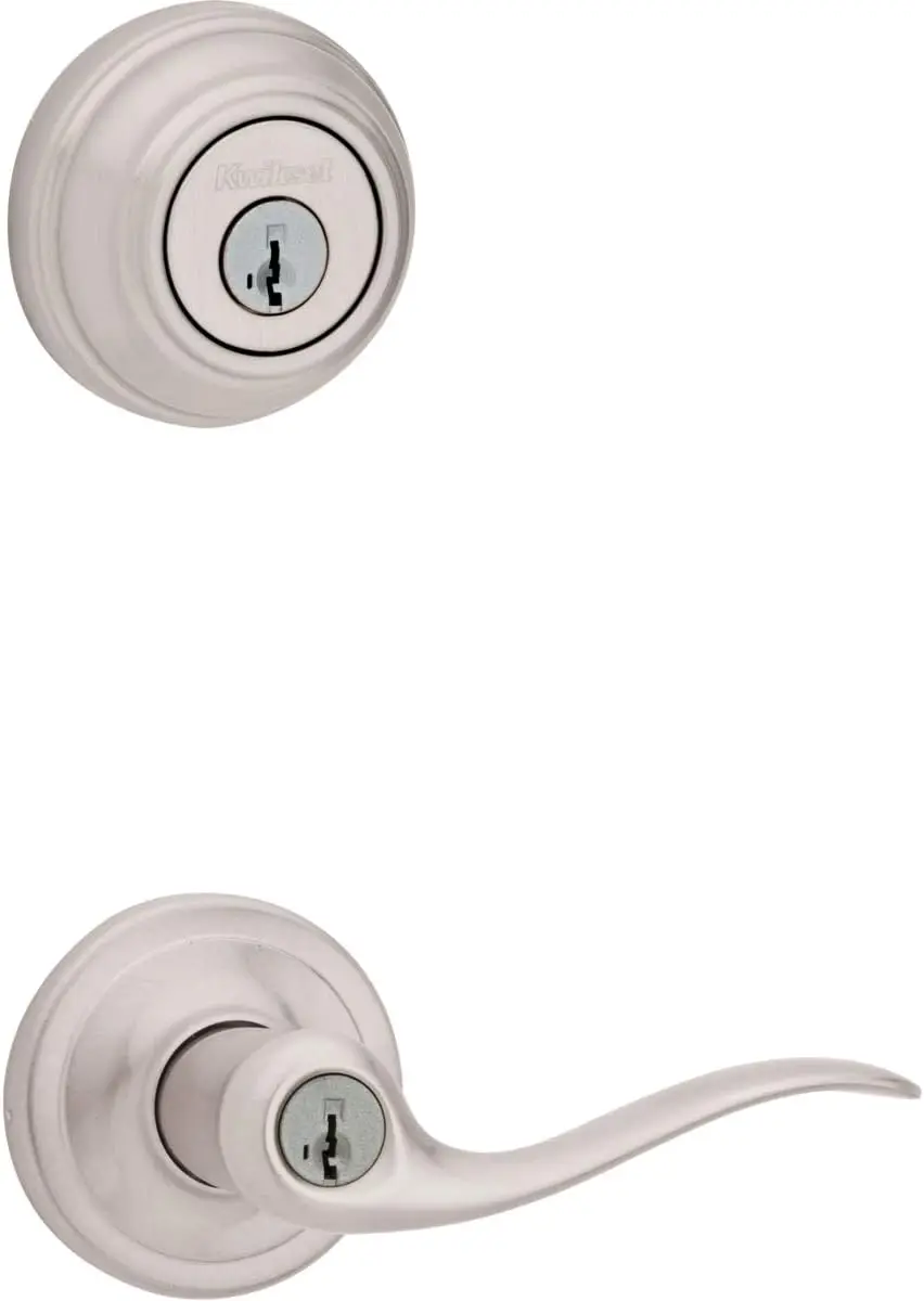 

Satin Nickel Entry Lever and Deadbolt Combo with SmartKey Security for Exterior Doors