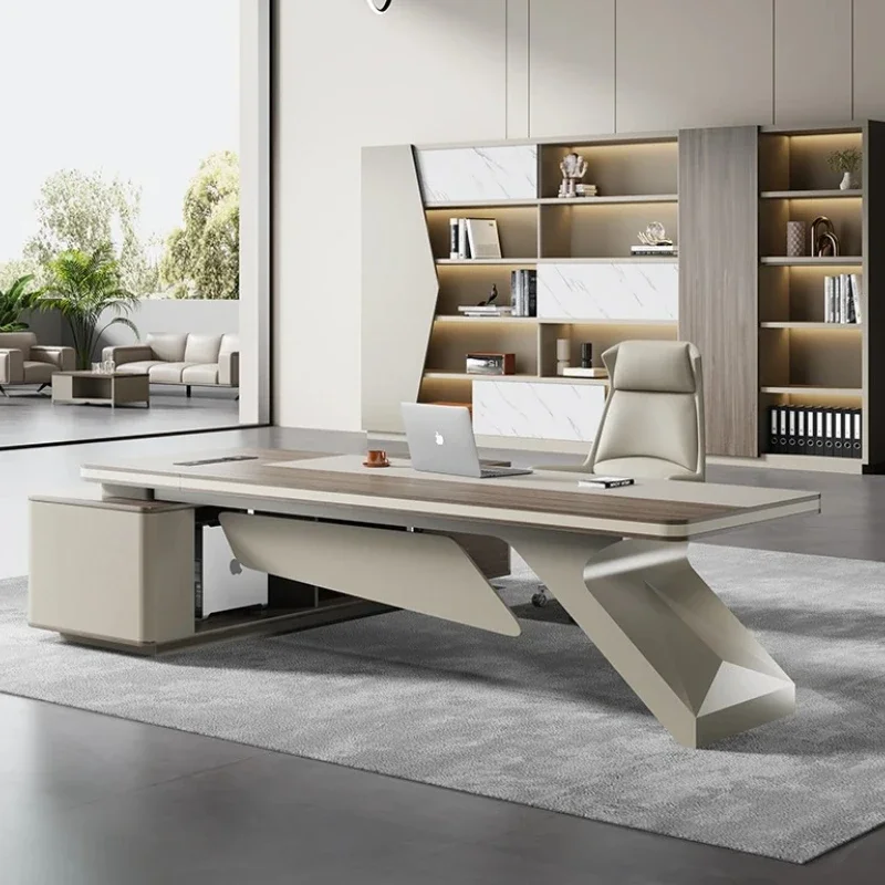 

Working Asthetic Office Desk Manager Designer Organizer White Modern Table Study L Shaped Drawers Mesa Para Computador Furniture