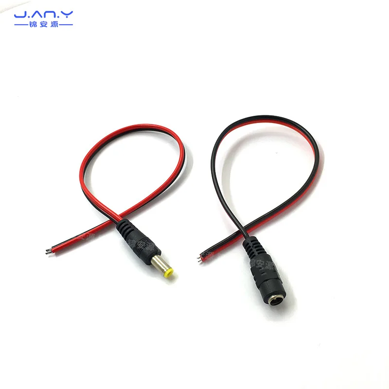 DC vermelho e preto cabo adaptador de alimentação, macho e fêmea furo redondo, puro cobre Core, 26AWG câmera de monitoramento, 5.5*2.1mm