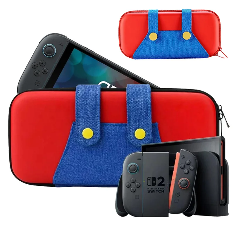 

Super Mario Portable Storage Bag for Nintendo Switch 2 OLED NS Waterproof Travel Case 10 Game Holders Carrying Case Accessory