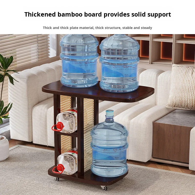 #Movable Coffee Table Wheels Wooden Modern Design Small Apartments Living Room Sofa Side Table Light