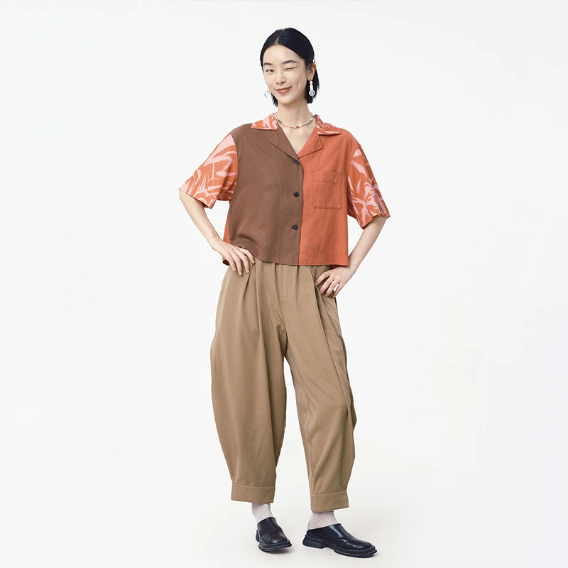 

Повседневные прямые брюки MOVEUP 2026: летние, в стиле ретро, с эластичным поясом, карманами на молнии, плиссированные, свободные, для женщин, 125220110