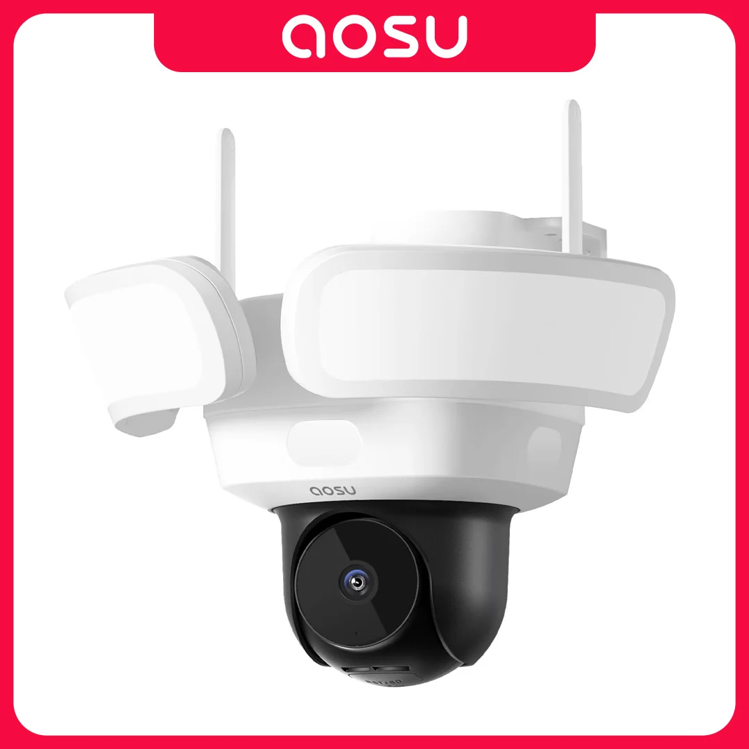 AOSU 5MP UHD Outdoor Wireless Camera 360° View Color Night Vision Floodlight Security Camera PIR Detection 2-way Audio WiFi Cam