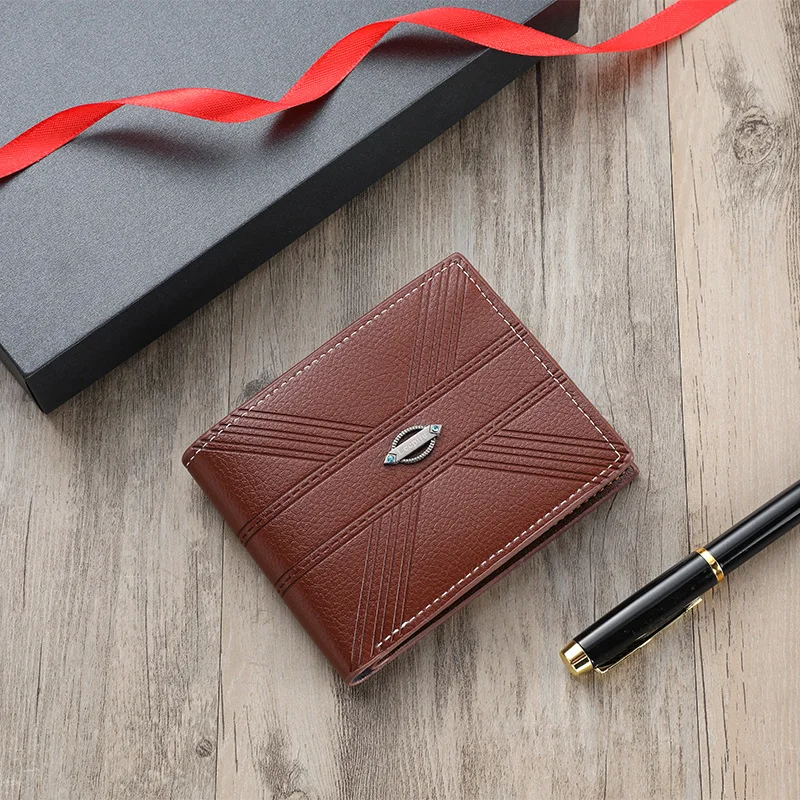 Cartera corta de cuero Pu a la moda para hombre, billetera versión coreana, billeteras de gran capacidad con múltiples tarjetas, tarjetero de identificación de crédito de alta calidad