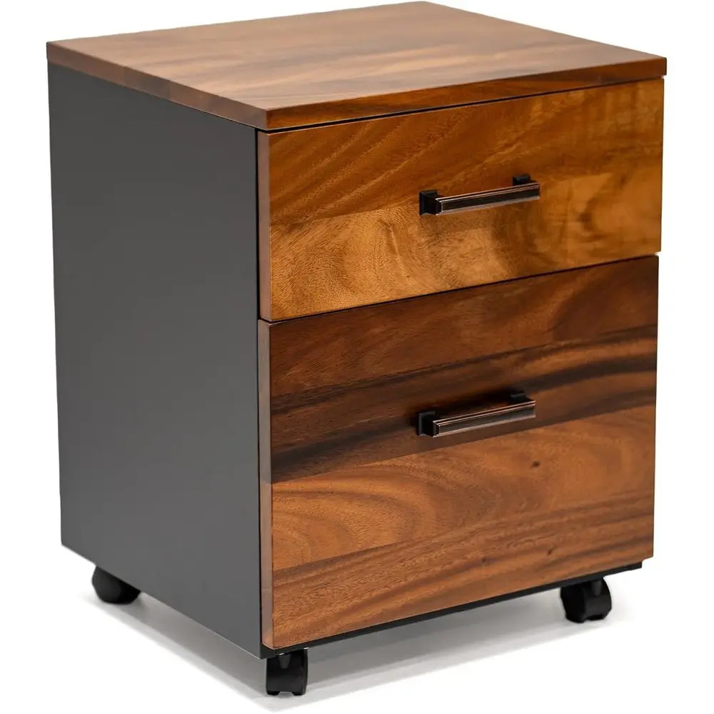 Walnut 2-Drawer File Cabinet on Wheels - 21x16x15 Desk-Side Storage for Home Office