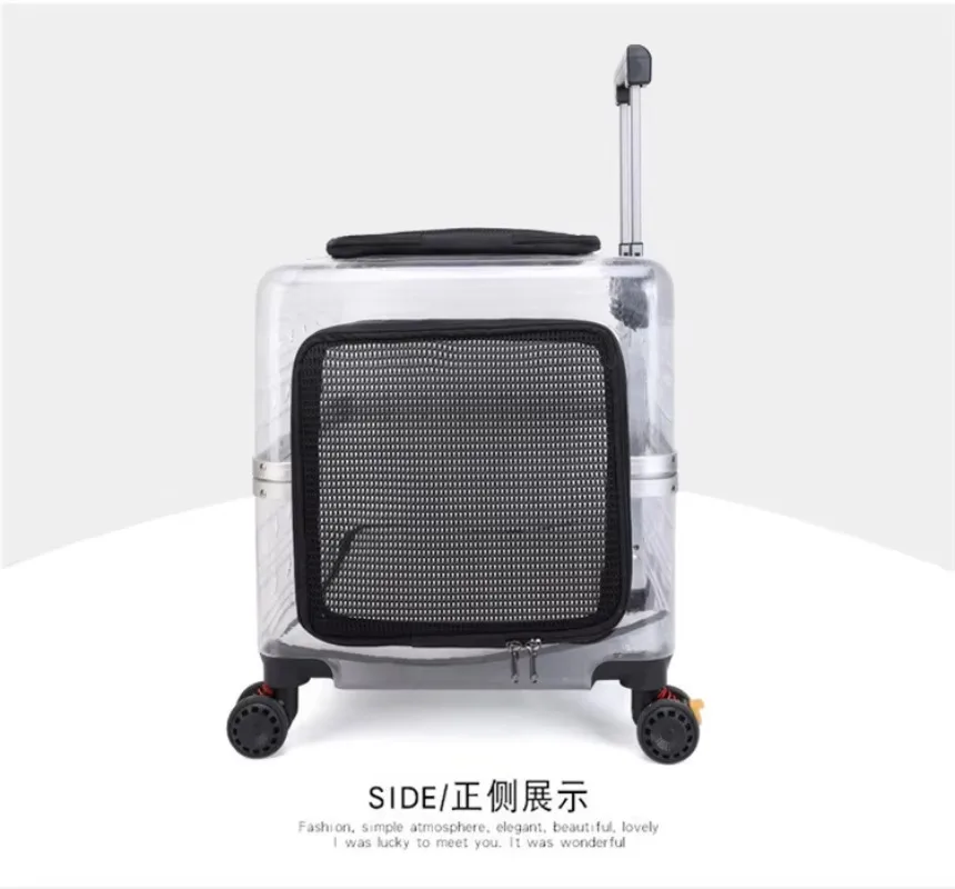 2026 Borsa per animali domestici con cabina spaziale di grande capacità Custodia per trolley per animali domestici Borsa da esterno per cani portatile completamente trasparente per gatti con due animali domestici