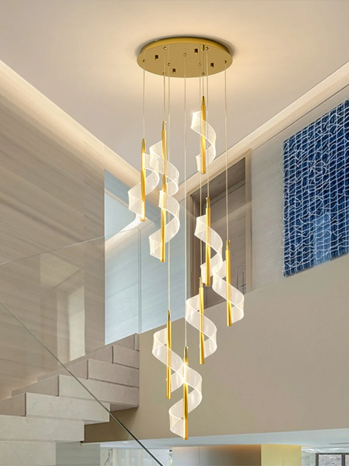 

Modern Restaurant Chandelier Hotel Lobby Gold Luxury Interior Lighting Fixtures Bar Desk Decoration Staircase Chandelier