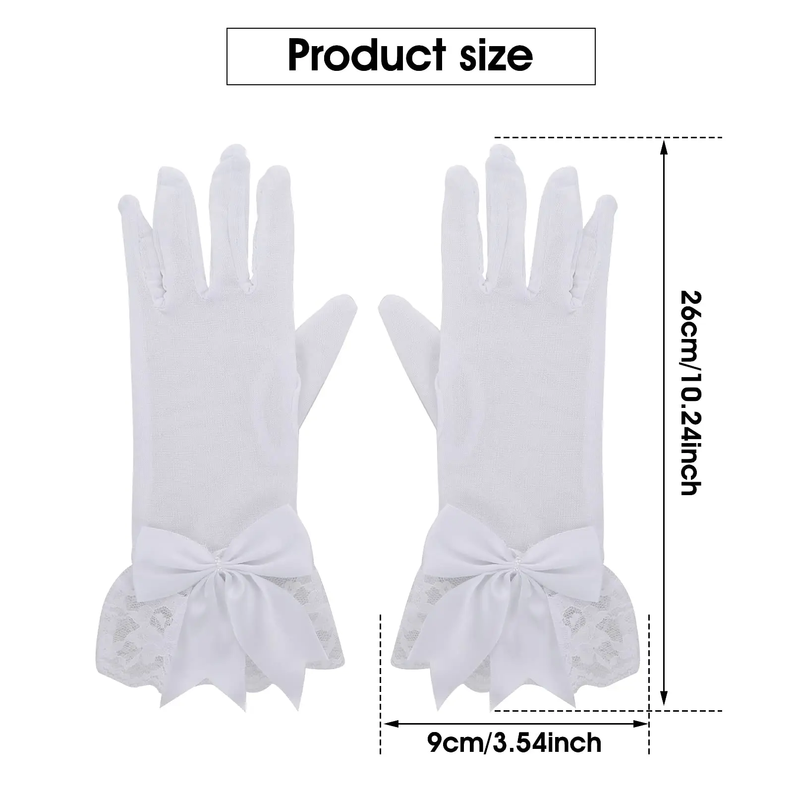 Short Lace Tea Party Women Bow Lace Gloves for Tea Party Dinner Funeral