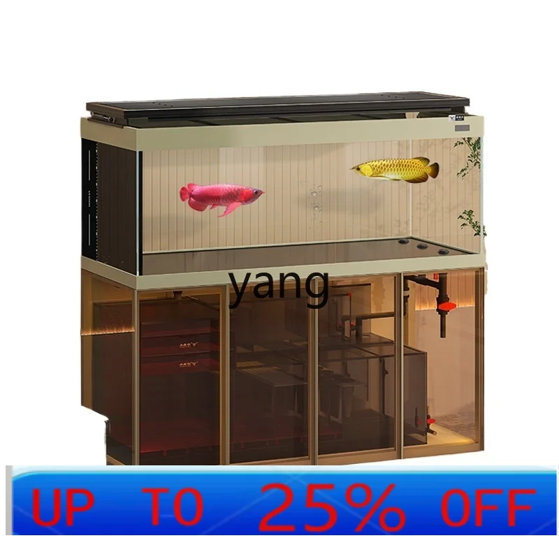 LMM large living room dragon fish tank ecological bottom filter ultra-white glass aquarium