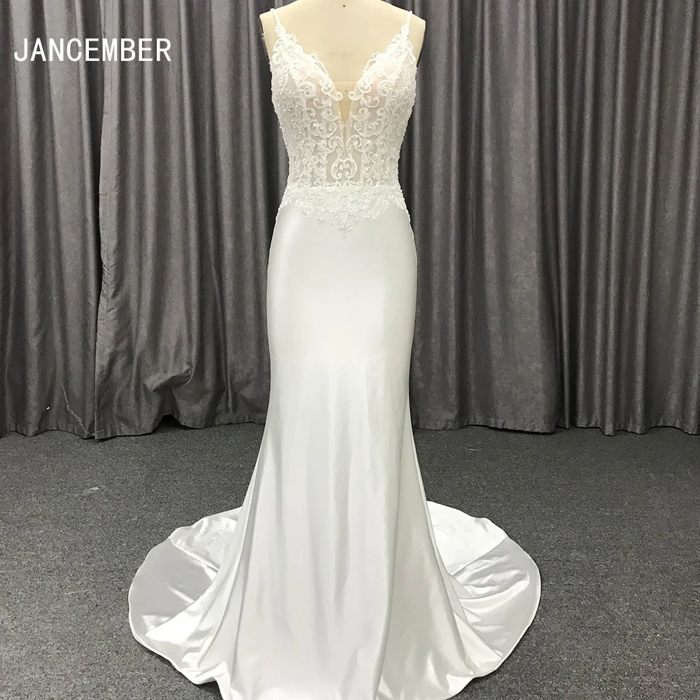 

Jancember Fashionable Criss-Cross Wedding Dresses 2024 Bride Tulle Spaghetti Straps A Line Backless Sleeveless vestido de novia