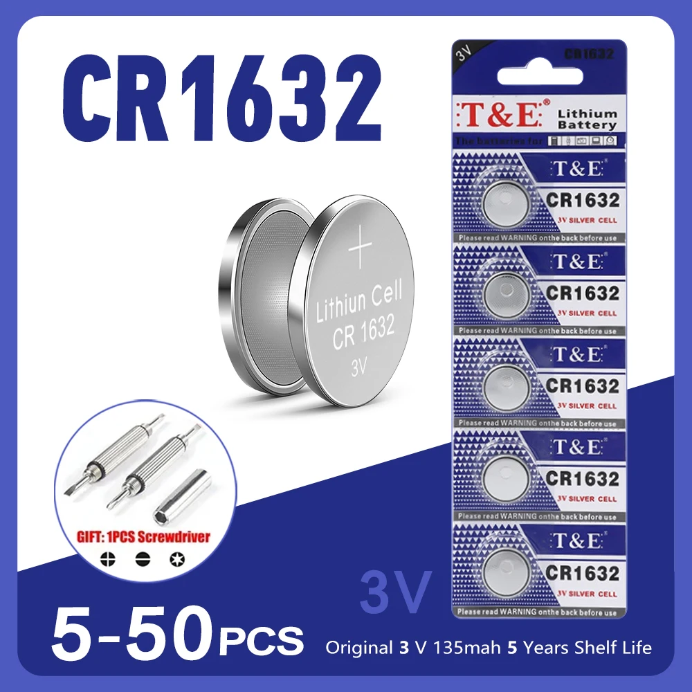 Eunicell 3V 125mAh CR1632 Coin Cells Batteries CR 1632 DL1632 BR1632 LM1632 ECR1632 Lithium Button Battery For Watch Remote Key