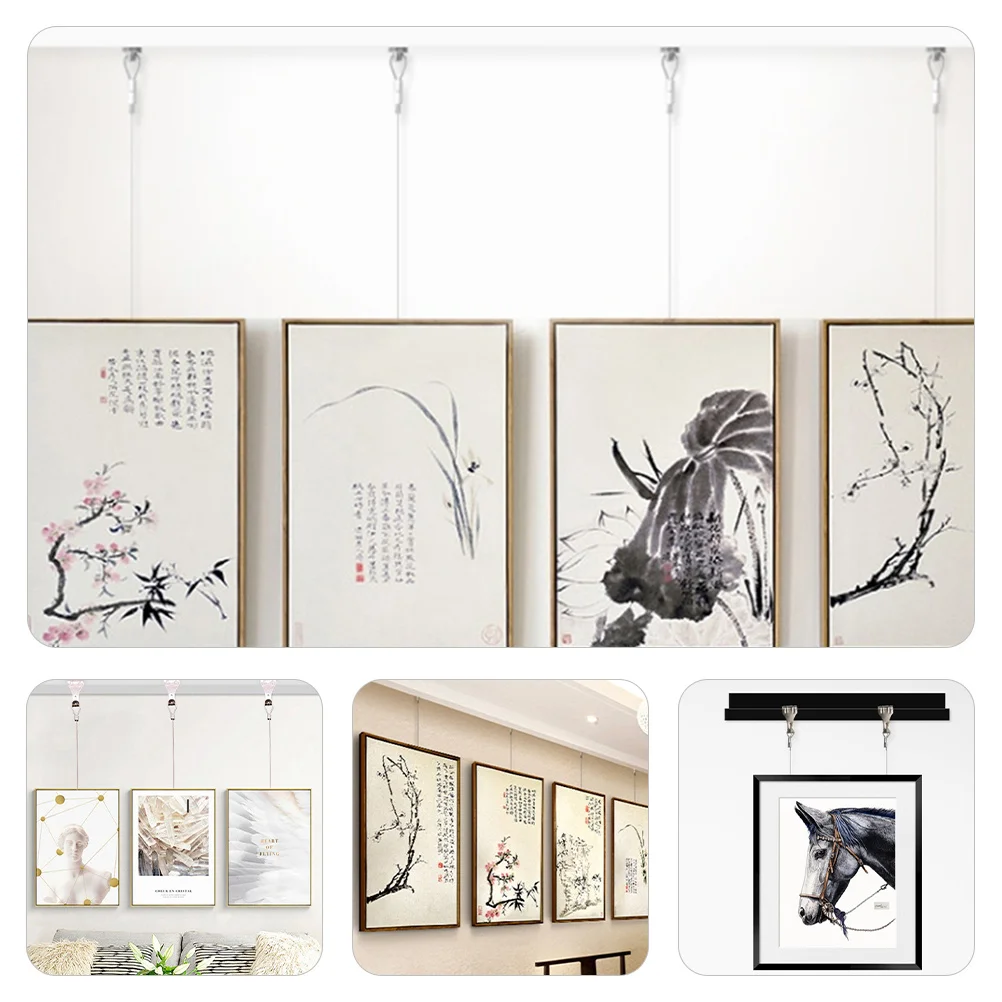 

Durable Picture Hanging String with Hooks for Frame Wall Mount Hanger Set DIY Craft Supplies Exhibition Display Rope Tool Kit