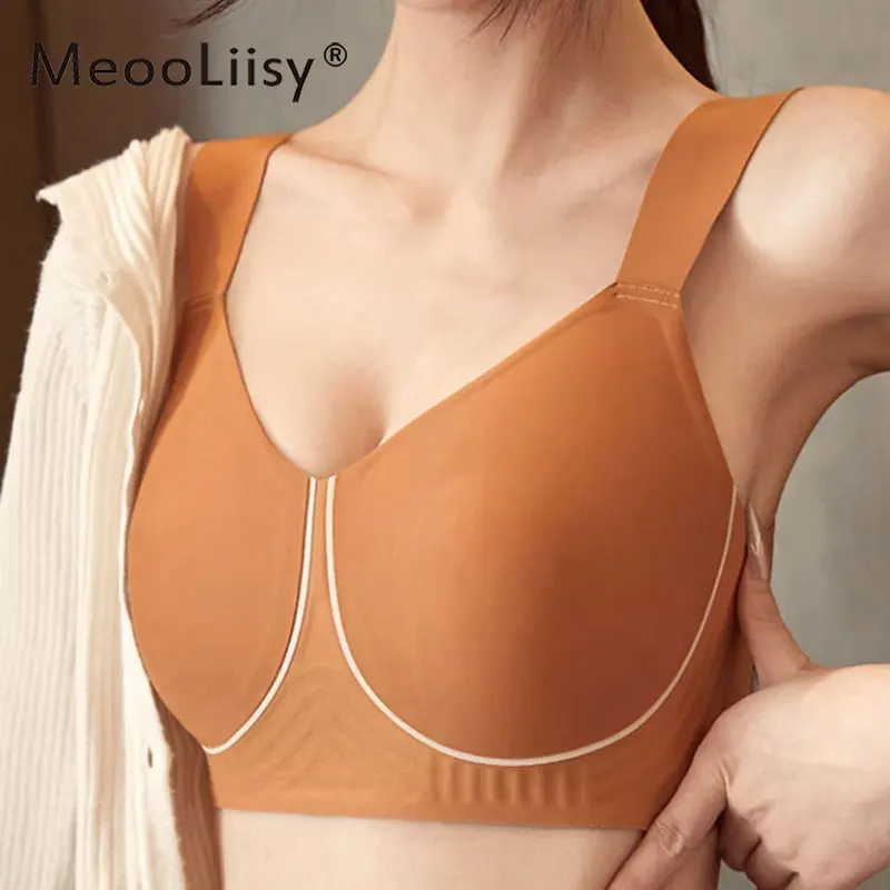 

MeooLiisy Plus Size Minimizer Bra for Women Seamless Thin Ultra-thin Cup Lingerie Full Coverage Underwear M-3XL