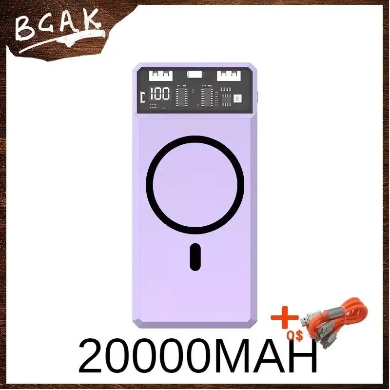 Hot New Style BCAK 20000MAH 10000MAH New Punk Style Wireless Fast Charging Power Bank Mobile Power Supply Ultra-thin and Large C