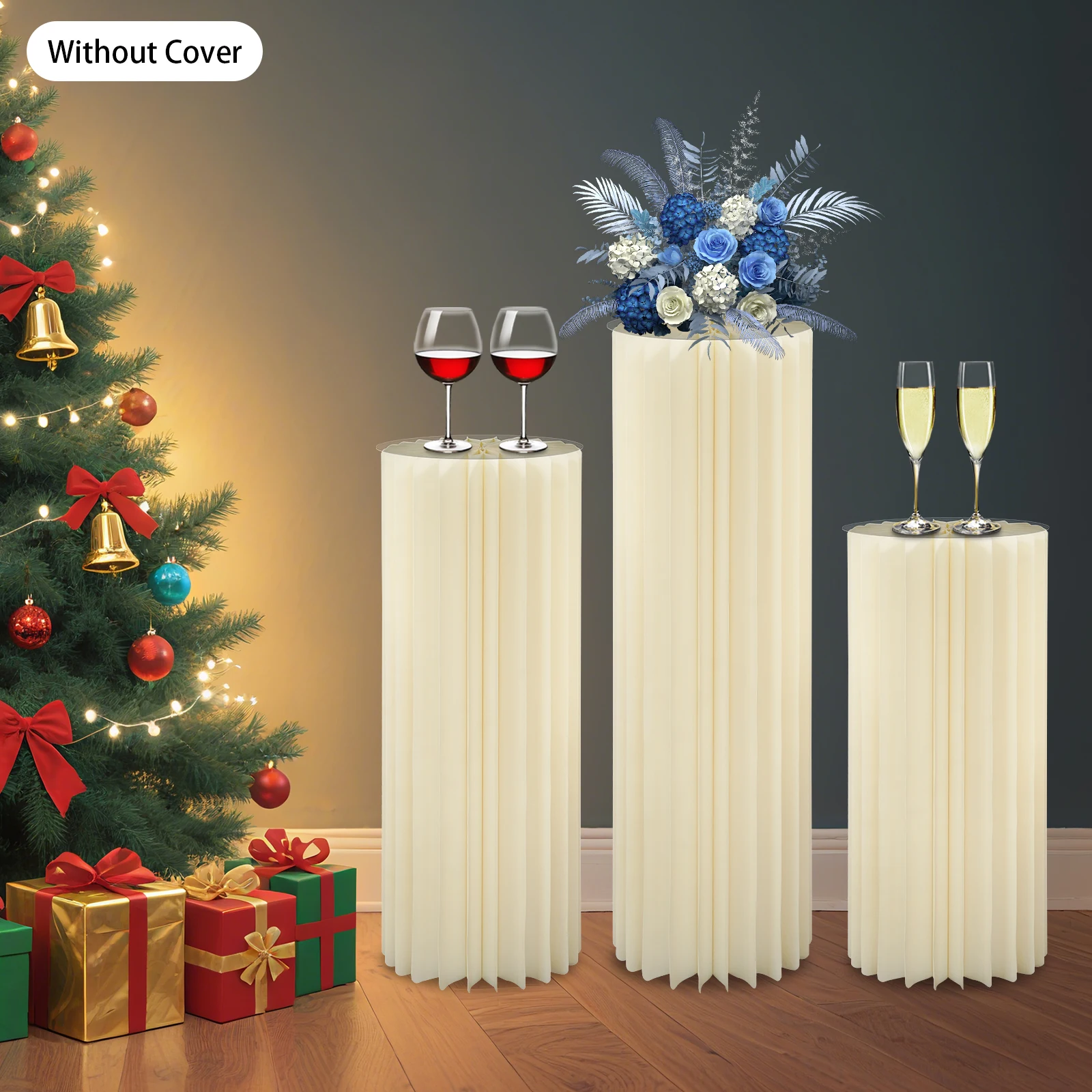 

Wedding Party Flower Stand Cylinder 3PCS Foldable Cardboard Centerpiece Dessert Table Columns Display Stand for Party Wedding