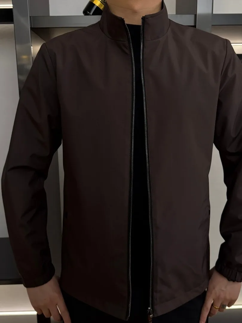 

Men's Double-Sided Casual Jaet Stand Collar Faionable Spring New Sle Polyester Cotton Blend Long Sve Zipper Closure
