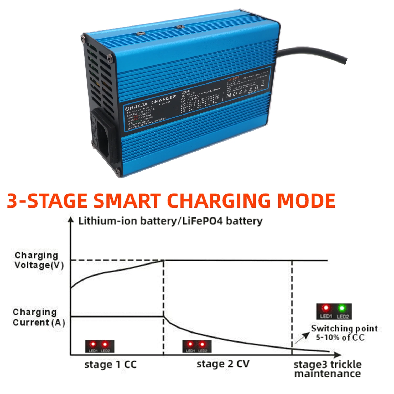 63 فولت 4A شاحن الذكية الألومنيوم مناسبة ل 15S 55.5 فولت في الهواء الطلق بطارية ليثيوم أيون سيارة توازن سيارة آمنة ومستقرة