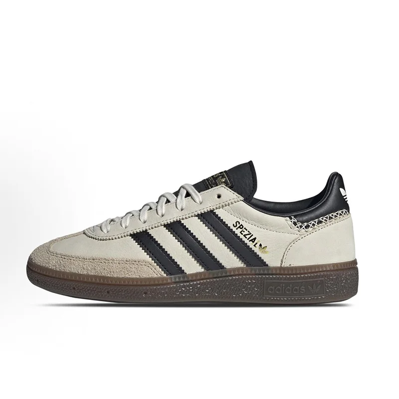 Adidas IE3698 Ladies Retro Casual Trainers Cream Black Three Stripes Leather Suede Gum Sole Lightweight Daily Walking  Sneakers