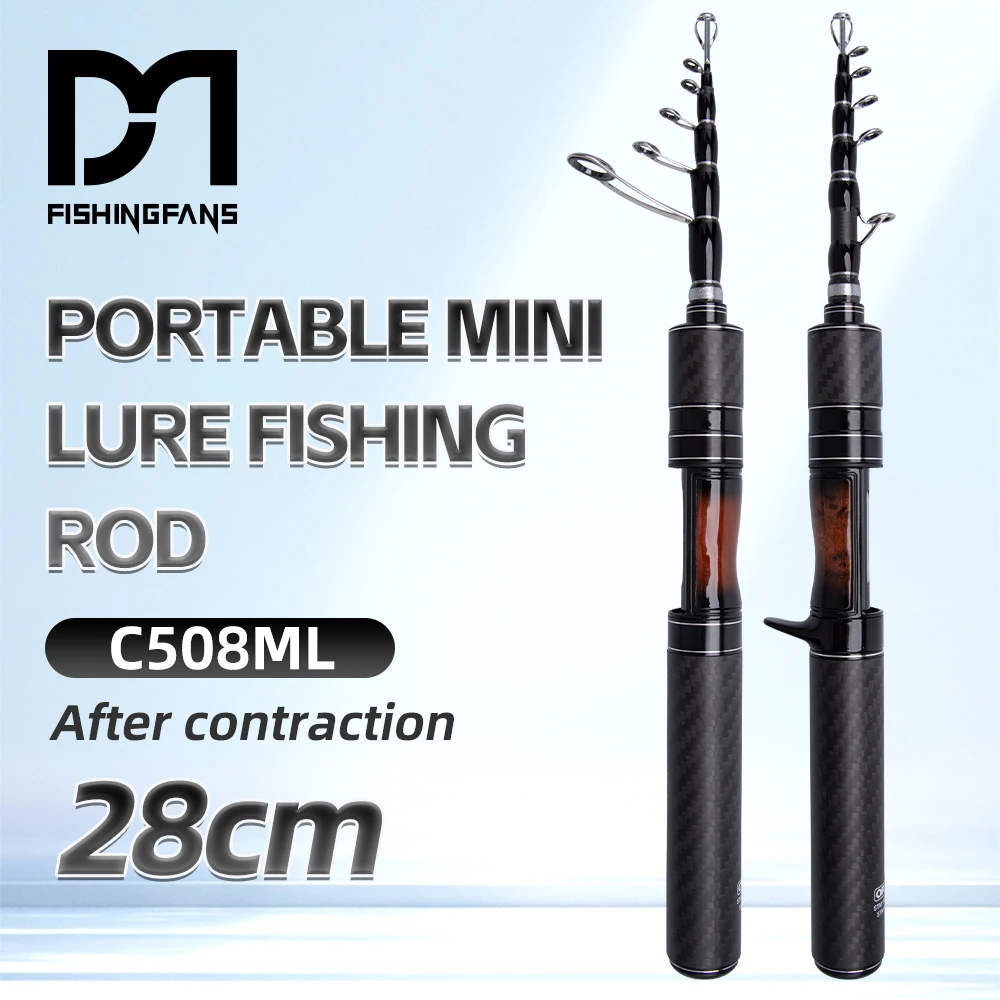 FISHINGFANS Medium Light Telescopic Lure Rod Travel Carbon Handle Solid carbon tip Fishing Rod ML Portable Fishing Rod