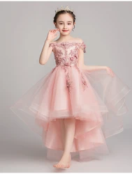 New Top Quality Kids Dresses For Wedding Dress Lace Embroider Party Dress For Christmas Baby Girls Birthday Princess Costumes