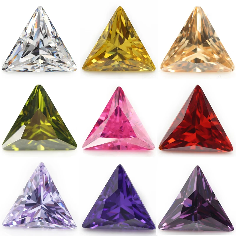 

50pcs/20pcs Size 3x3~10x10mm 5A Triangle Shape Various Color Cubic Zirconia Stones Loose Synthetic Gems For Jewelry Making