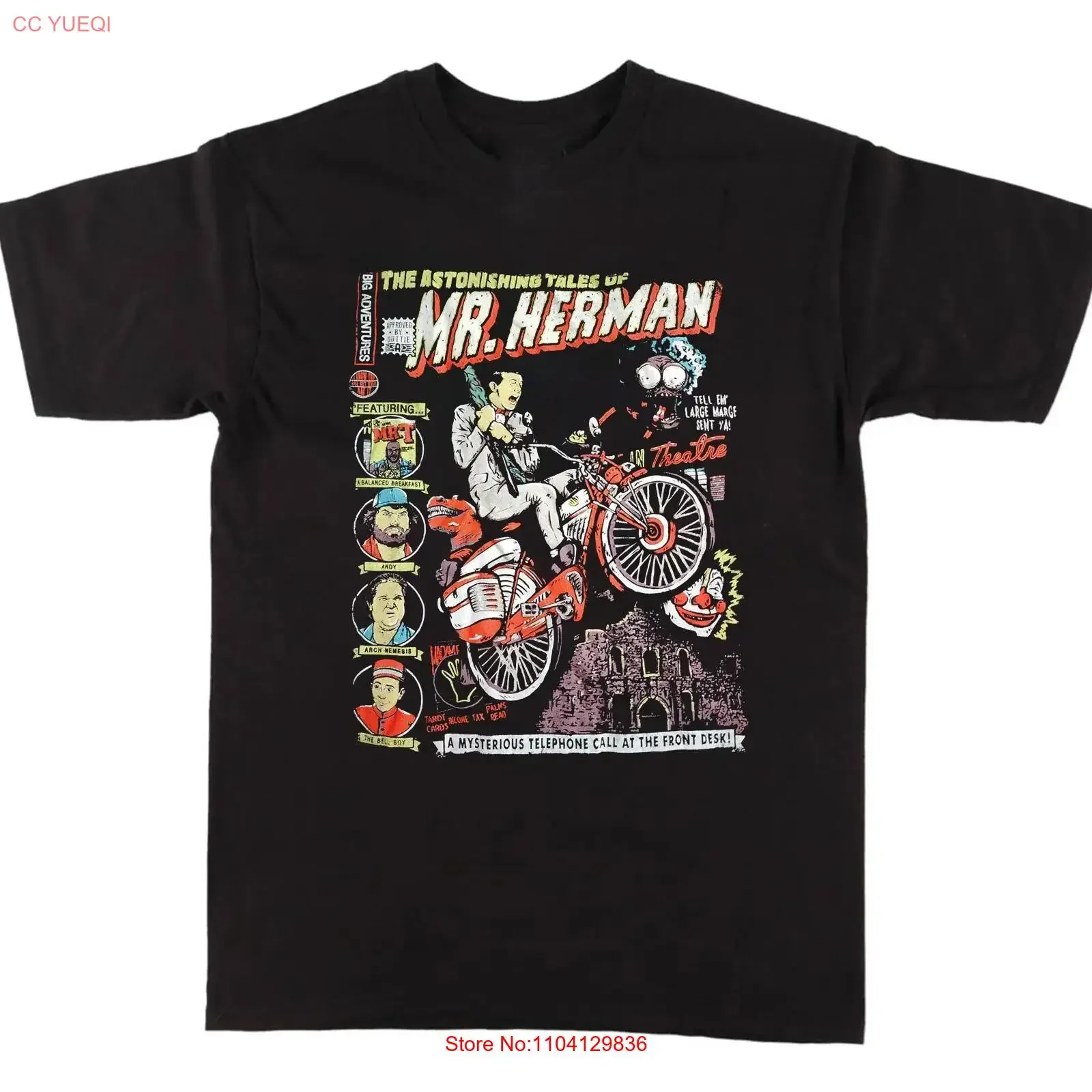 T-shirt Pee Wee Herman The Astonishing Tales pour fans, taille 5XL, UH1286, vintage, légèrement délavé, unisexe, confortable