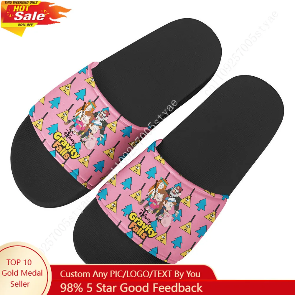 

Gravity Falls House Slippers Disney Cartoon Movies Decoration Sandals Design Your Photo Text Logo Holiday Gifts Custom Shoes