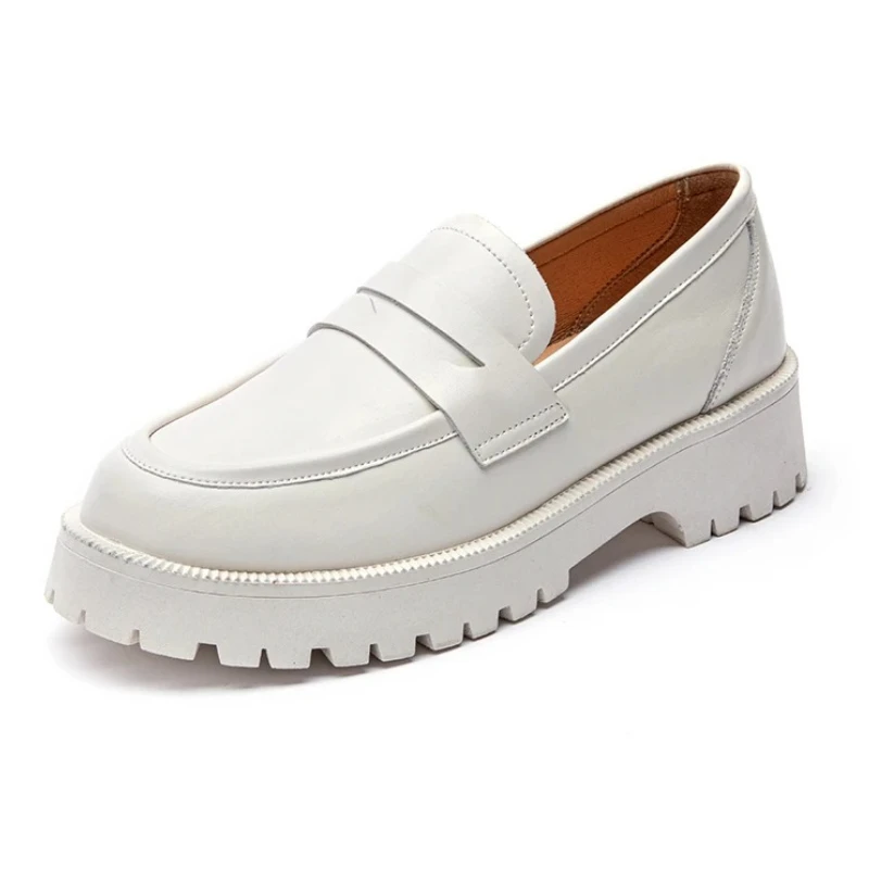 

Женские лоферы в британском стиле на толстой подошве, удобные легкие дизайнерские повседневные туфли для колледжа, весенние, больших размеров