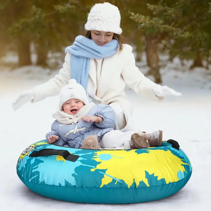 Inflatable Sled For Kids Inflatable Winter Sled Tube Thickened Snow Ski Tube Winter Outdoor Sports Sled Toys With Oxford Cover