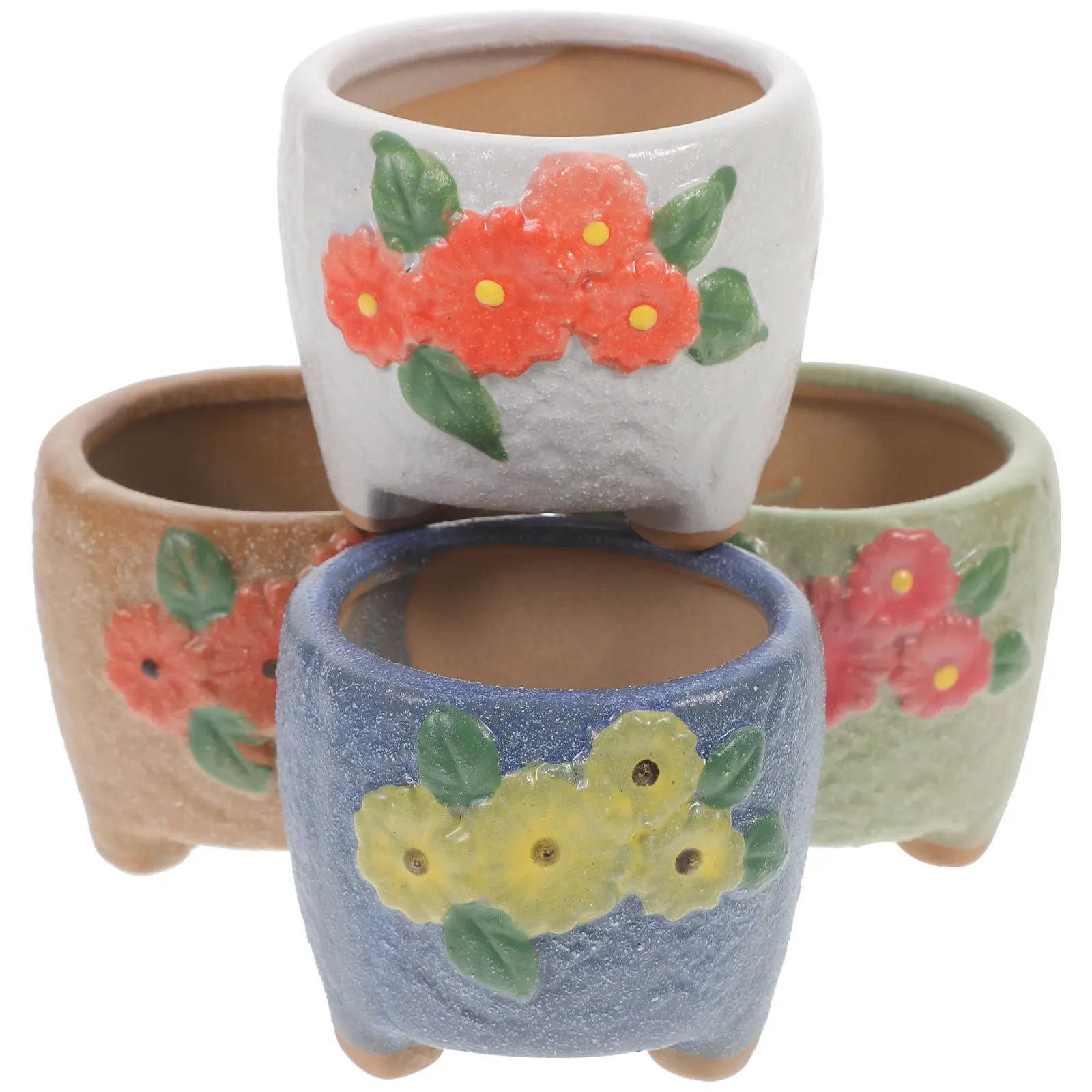 

Набор из 4 керамических кашпо ручной росписи в форме клубники для суккулентов, декоративные креативные горшки для дома, сада и подоконника