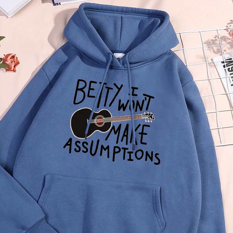 Betty Guitar Printing Sweatshirts Male Vintage Simple Sportwear Fashion Comfortable Sweatshirt Classic Loose Drawstring Clothing