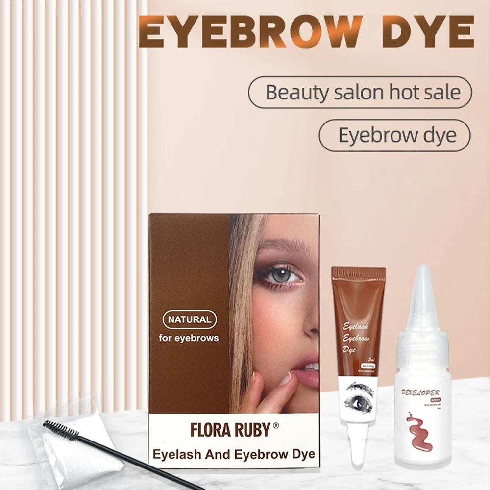 Eyebrow Tint 2-In-1 Tint Kit Semi-Permanent Eyebrow Dye Professional Eyelash & Eyebrow Kit Lasting Diy Dying for Salon Brown