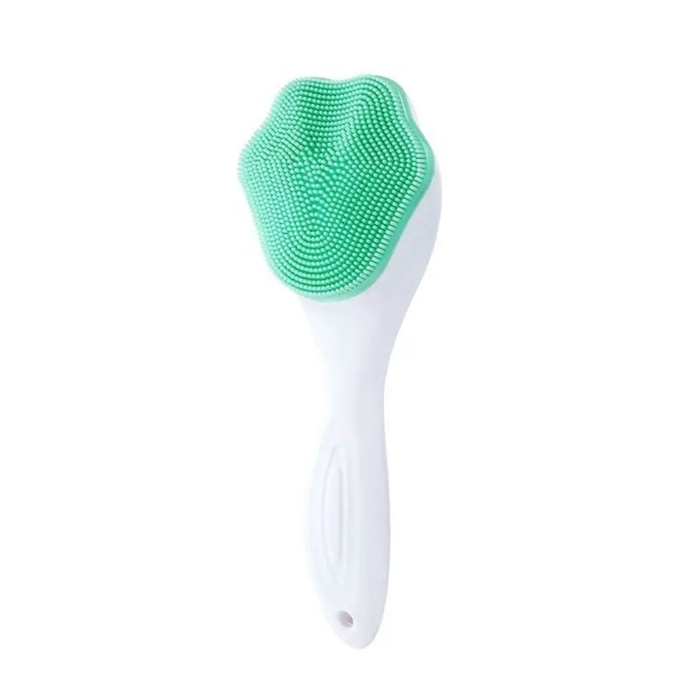 Cute Exfoliating Cat Paw Cleanser Brush Handheld Long Handle Silicone Massage Brush Soft Bristled Facial Deep Cleansing Brush