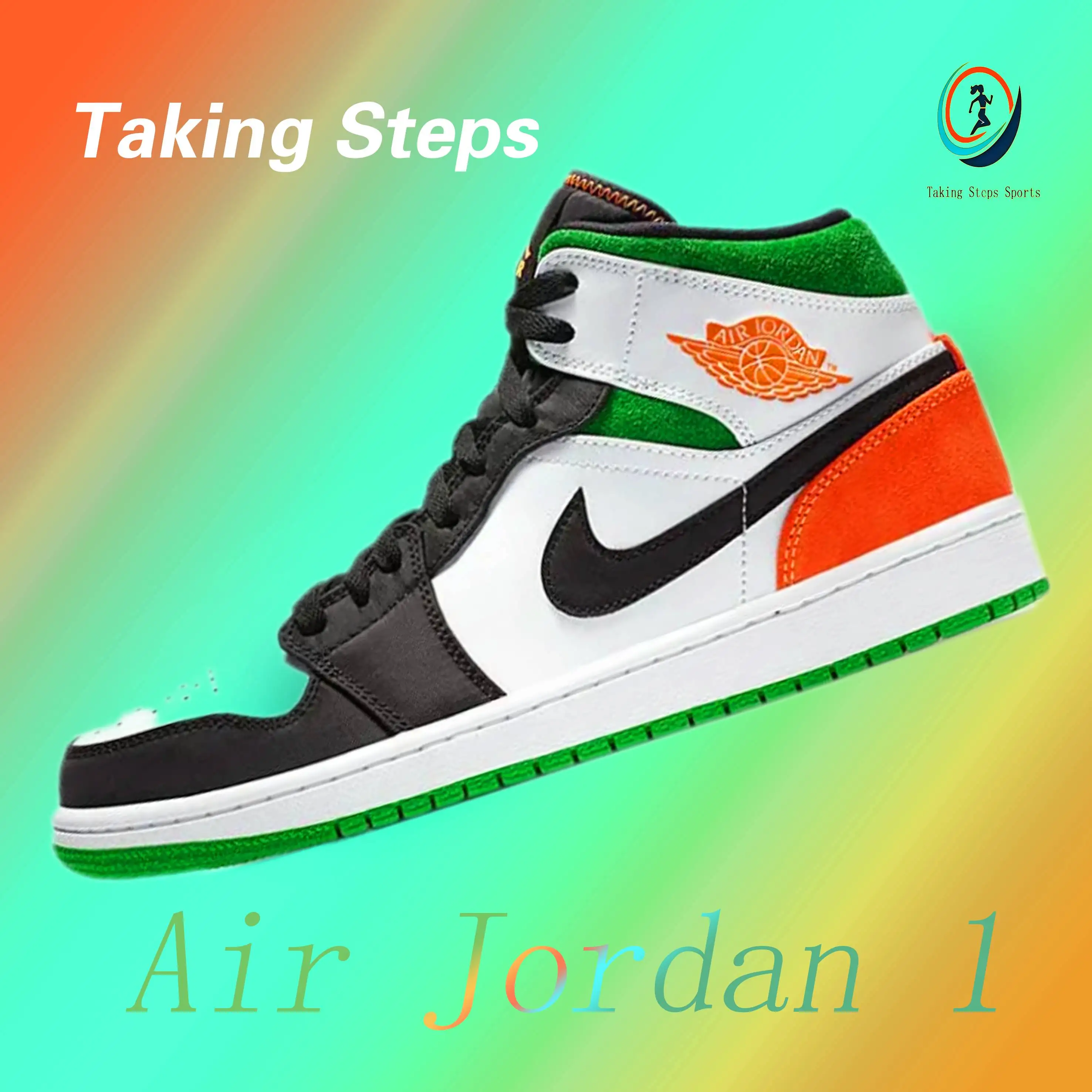 Jordan Air Jordan 1 mid se comfortable and versatile mid-top retro basketball shoes men's white green orange