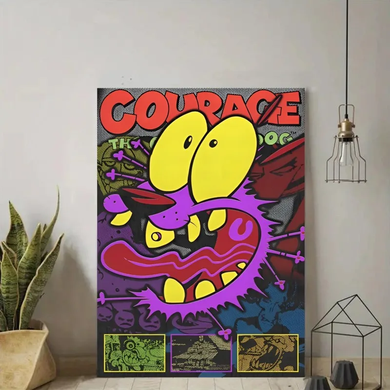 Courage The Cowardly Dog Canvas Print, Frameless Wall Art, Vibrant Cartoon Poster, Living Room Decor, Artistic Home Decoration