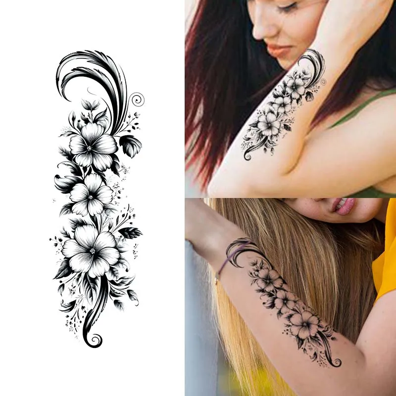 

Floral Cluster Waterproof Arm Temporary Tattoo, Long-Lasting, Realistic Fake Tattoo for Men and Women