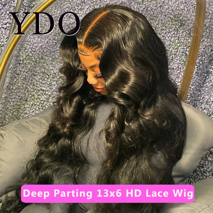 

Pre Plucked 250% Body Wave 13x6 HD Lace Front Human Hair Wig Brazilian Remy 13x4 HD Lace Frontal Wig For Women Bleached Knots