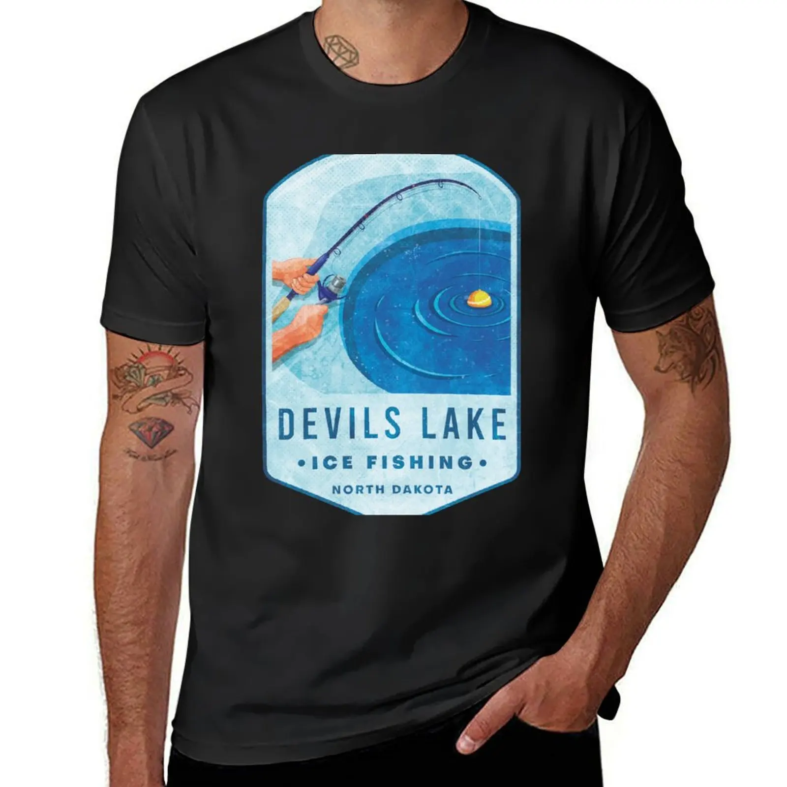 Devils Lake Ice Fishing North Dakota T-Shirt funnys Blouse sublime anime Short sleeve tee men