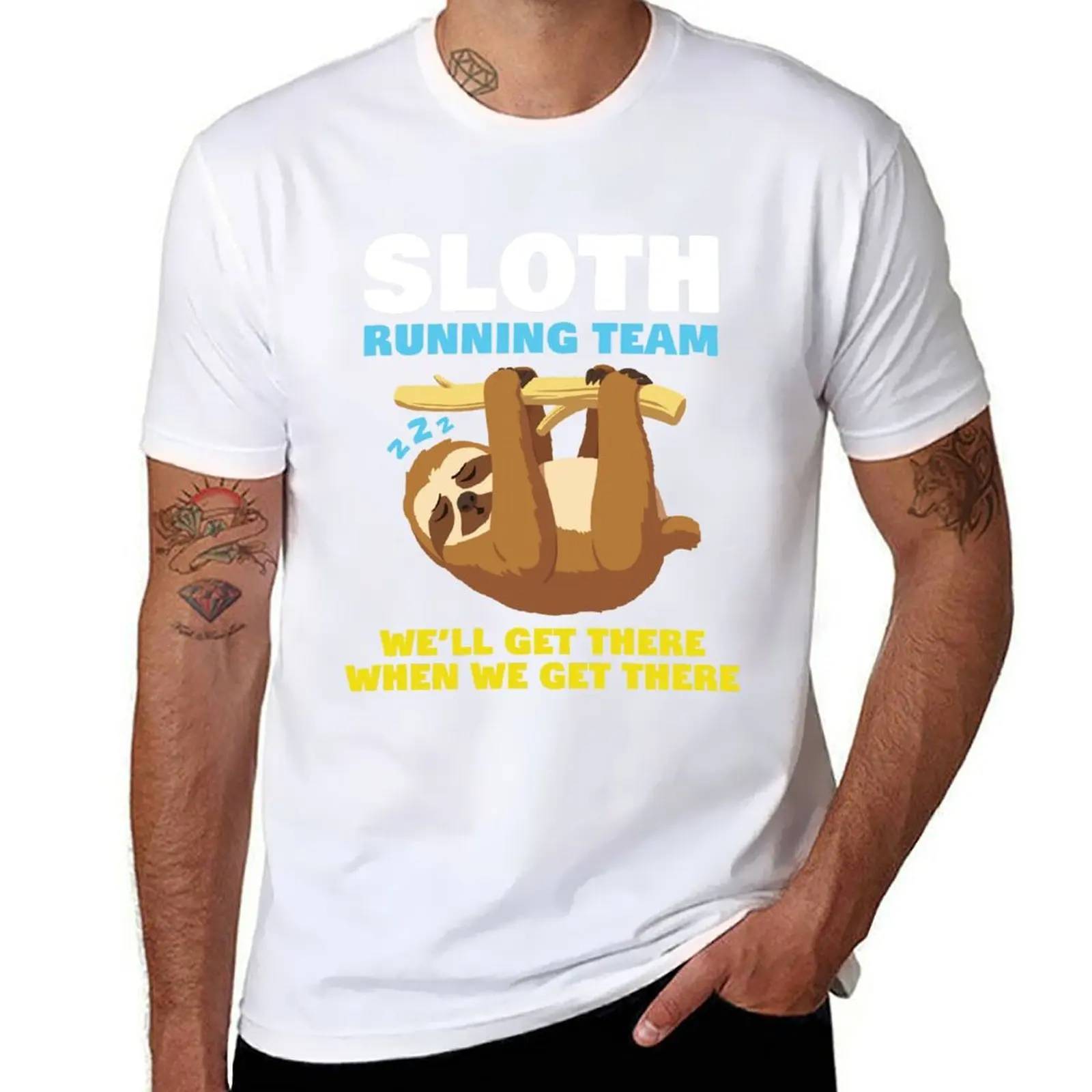 

Sloth Running Team We'll Get There When We Get There T-Shirt t shirts for man cotton soft t shirts for man pack white T-Shirt