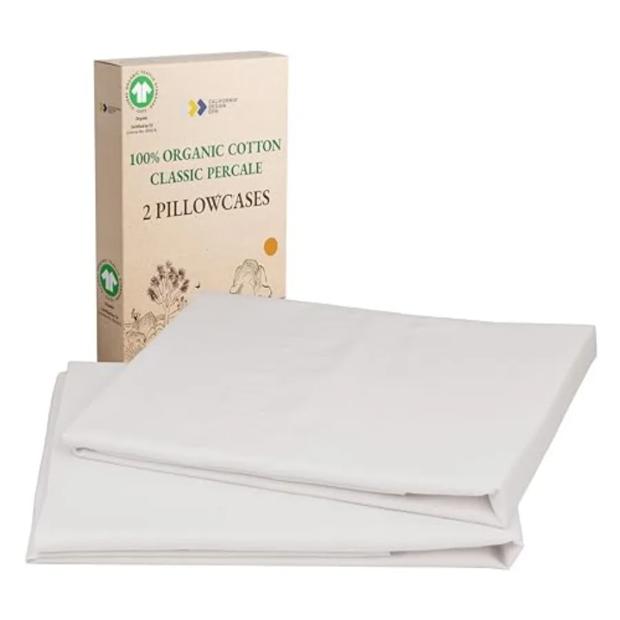 

Standard/Queen Pillowcases Set of 2-100% Organic Cotton, Crisp Percale, Breathable, Fits Both Standard and Queen Pillows - Ston