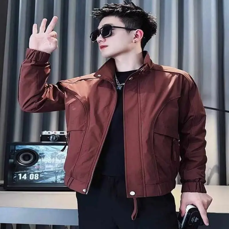 

Свободное мужское джинто 2024, весенне-осенняя уличная одежда, Гонконгское повседневное пальто, тренд High Street, Harajuku, корейская версия