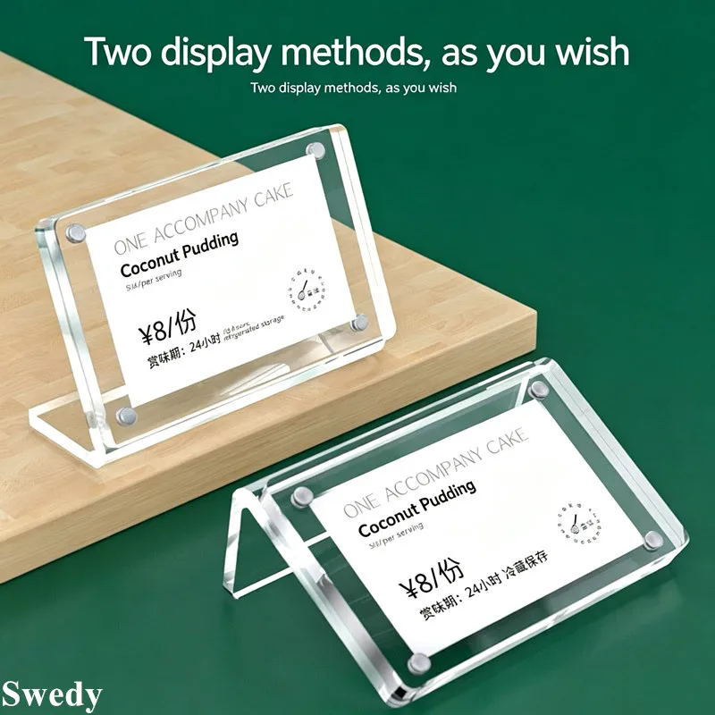 10 Pieces 60x90mm Clear Acrylic Magnetic Sign Holder Freestanding L-Shaped Acrylic Price Label Holder Tag Display Stand