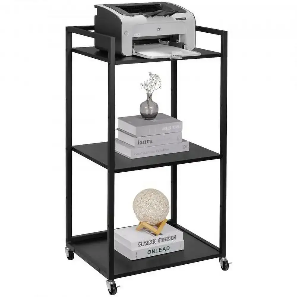 

Printer Stand with Wheels, Height Adjustable 3 Tier Printer Stand, Printer Cart with Storage Shelves for Printer, Scanner, Faxk